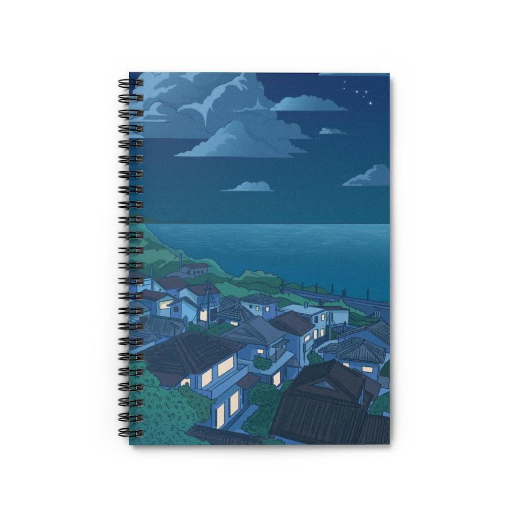 Quiet Village Night - Spiral Notebook