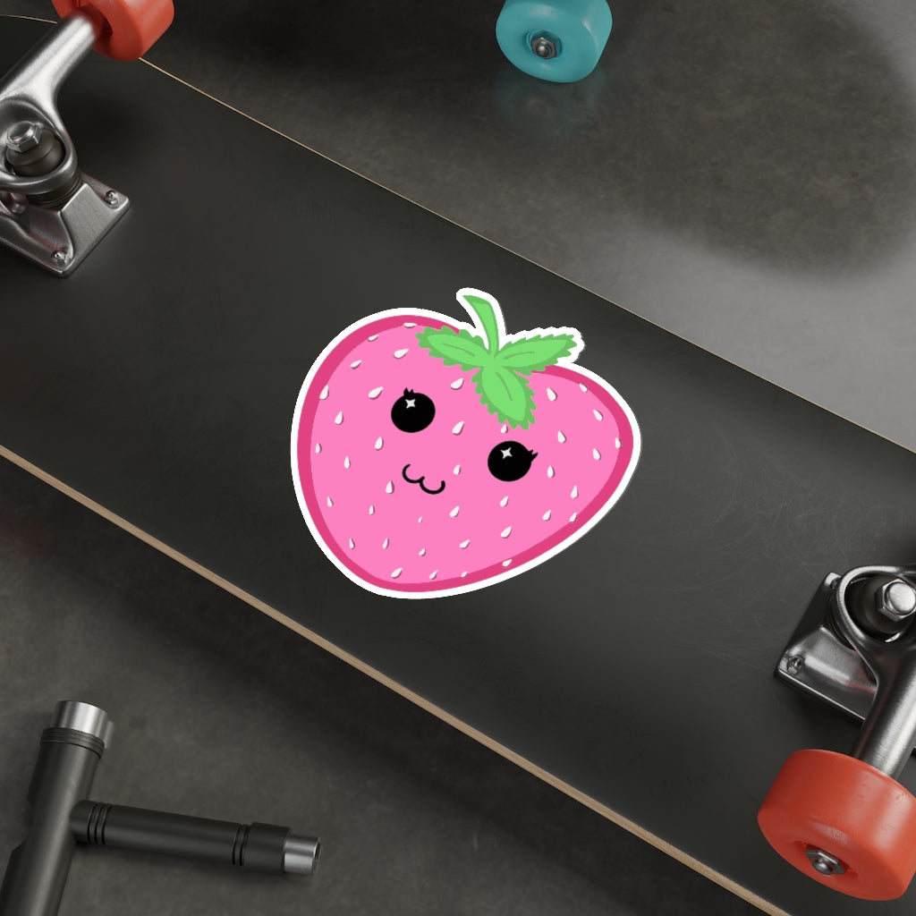 Pink Strawberry Kawaii - Die-Cut Stickers