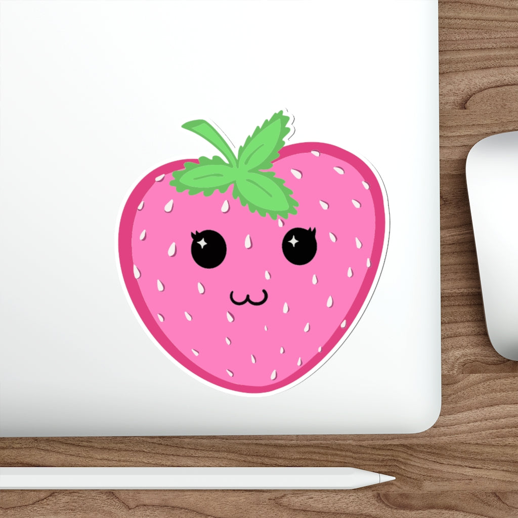 Pink Strawberry Kawaii - Die-Cut Stickers