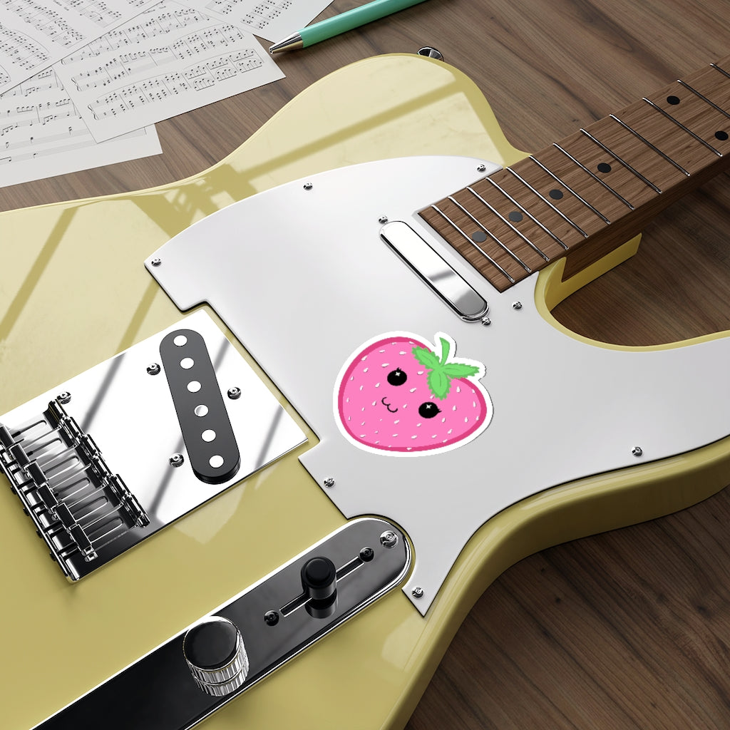 Pink Strawberry Kawaii - Die-Cut Stickers