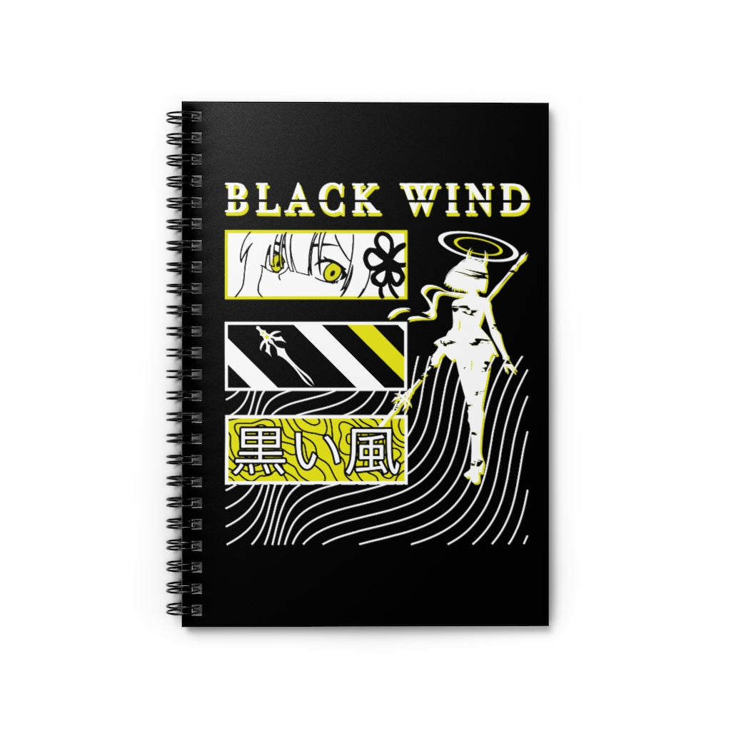 Black Wind Graphic - Spiral Notebook - Ruled Line