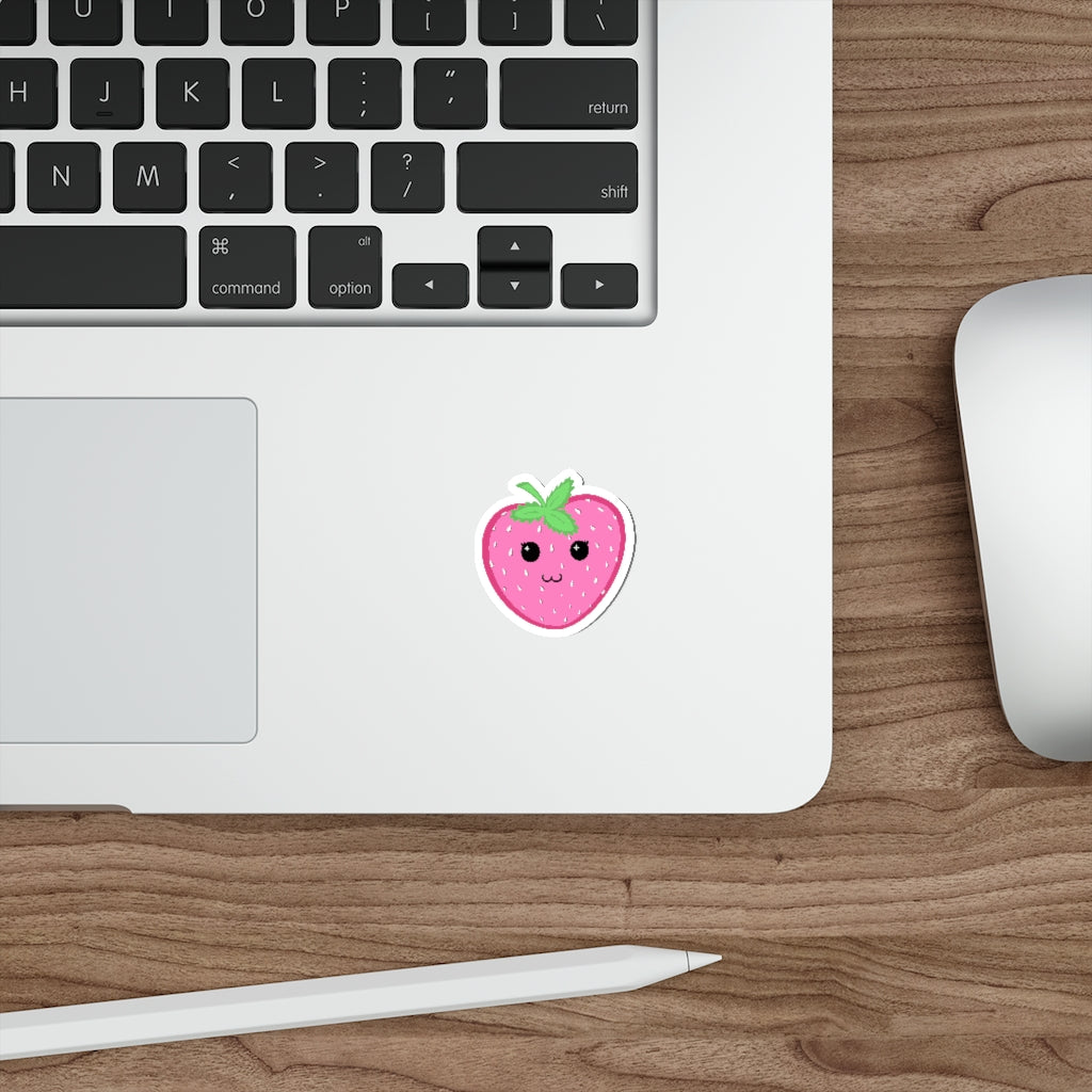 Pink Strawberry Kawaii - Die-Cut Stickers