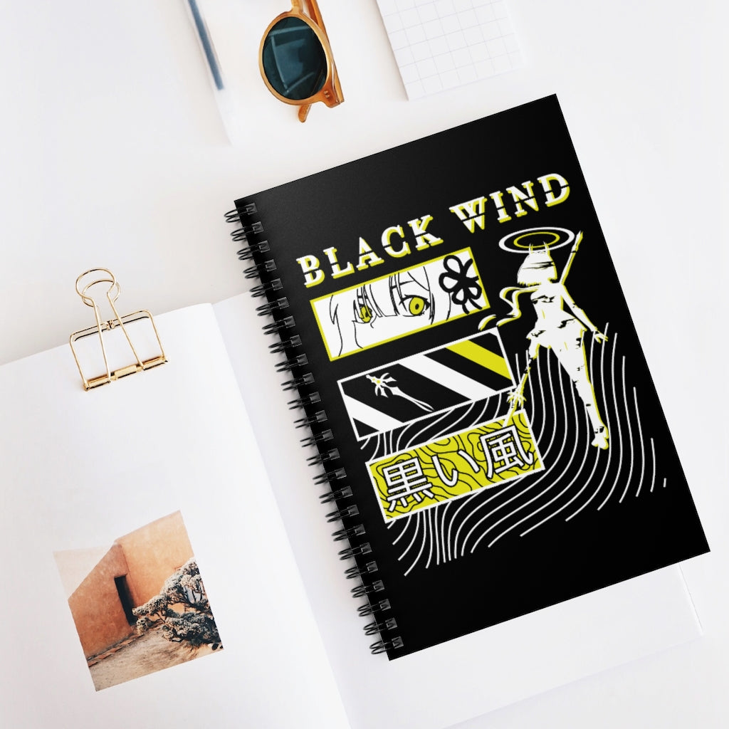 Black Wind Graphic - Spiral Notebook - Ruled Line