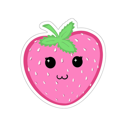 Pink Strawberry Kawaii - Die-Cut Stickers