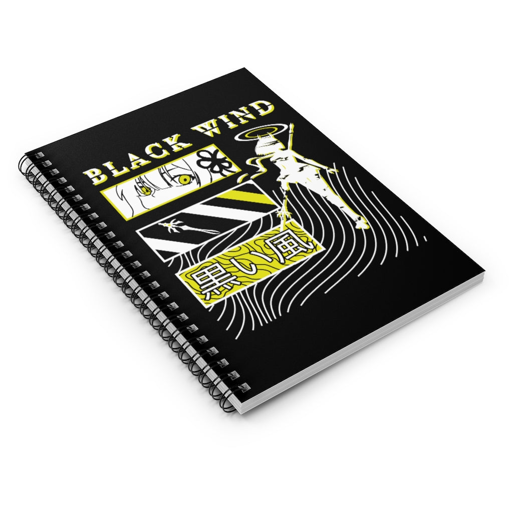 Black Wind Graphic - Spiral Notebook - Ruled Line