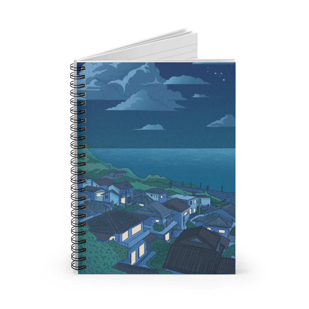 Quiet Village Night - Spiral Notebook