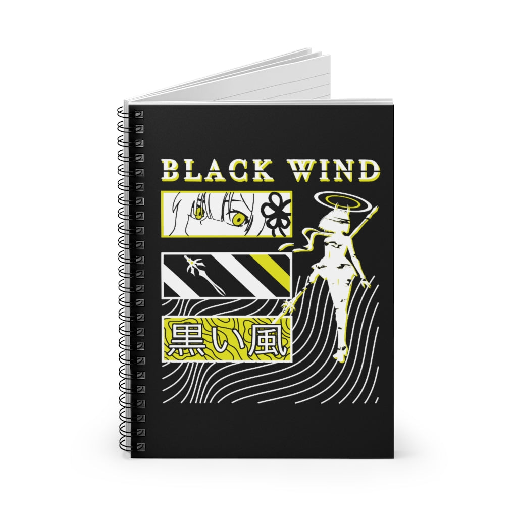 Black Wind Graphic - Spiral Notebook - Ruled Line